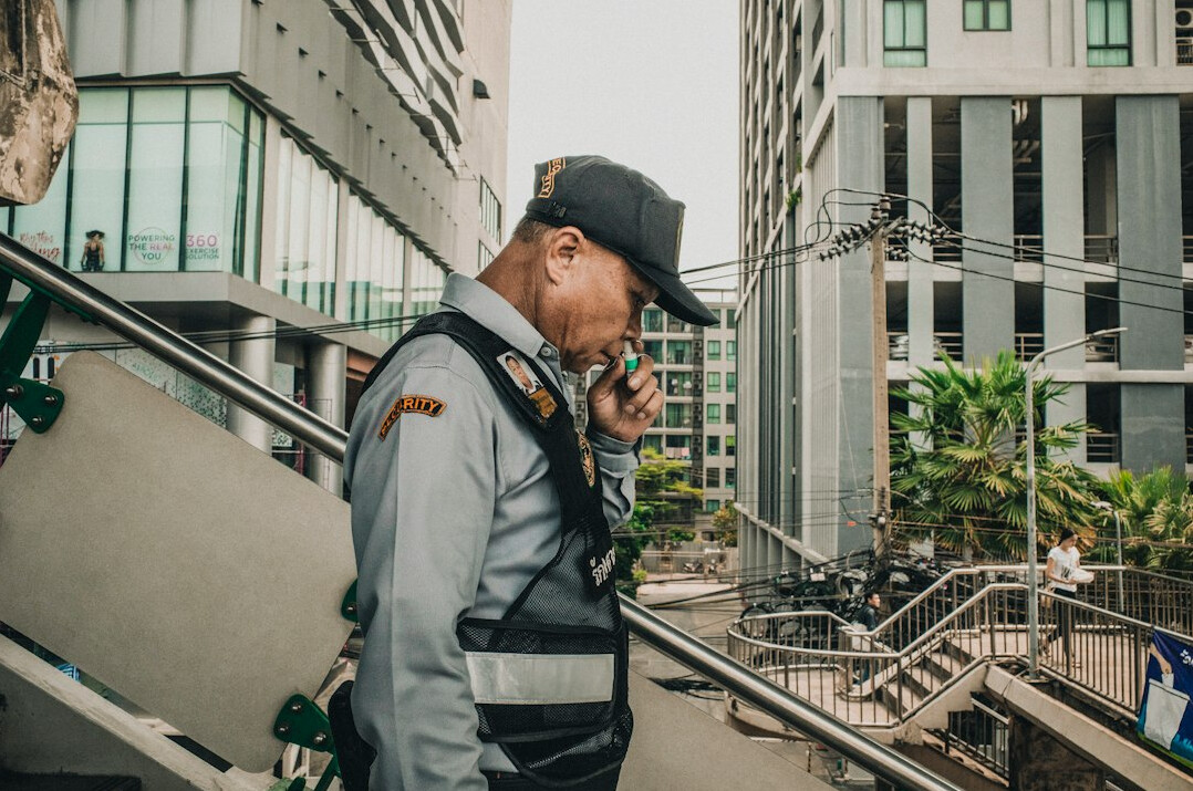 security guard in action