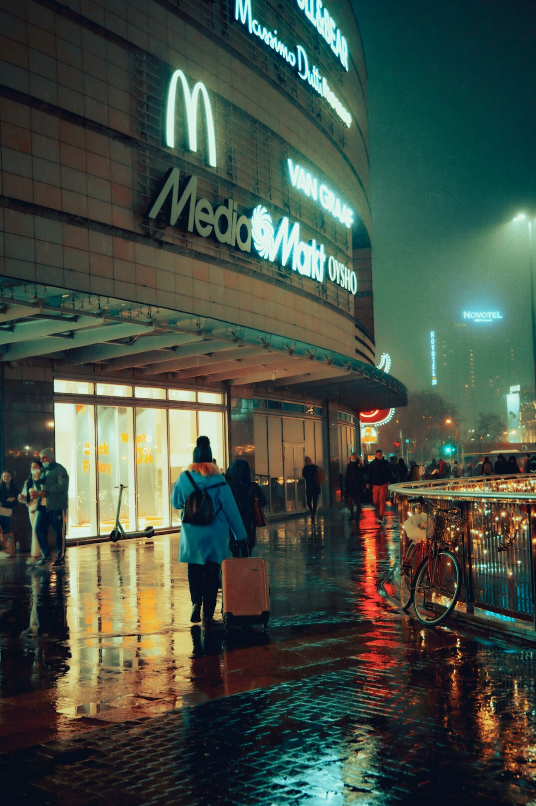 security guard in mall at night