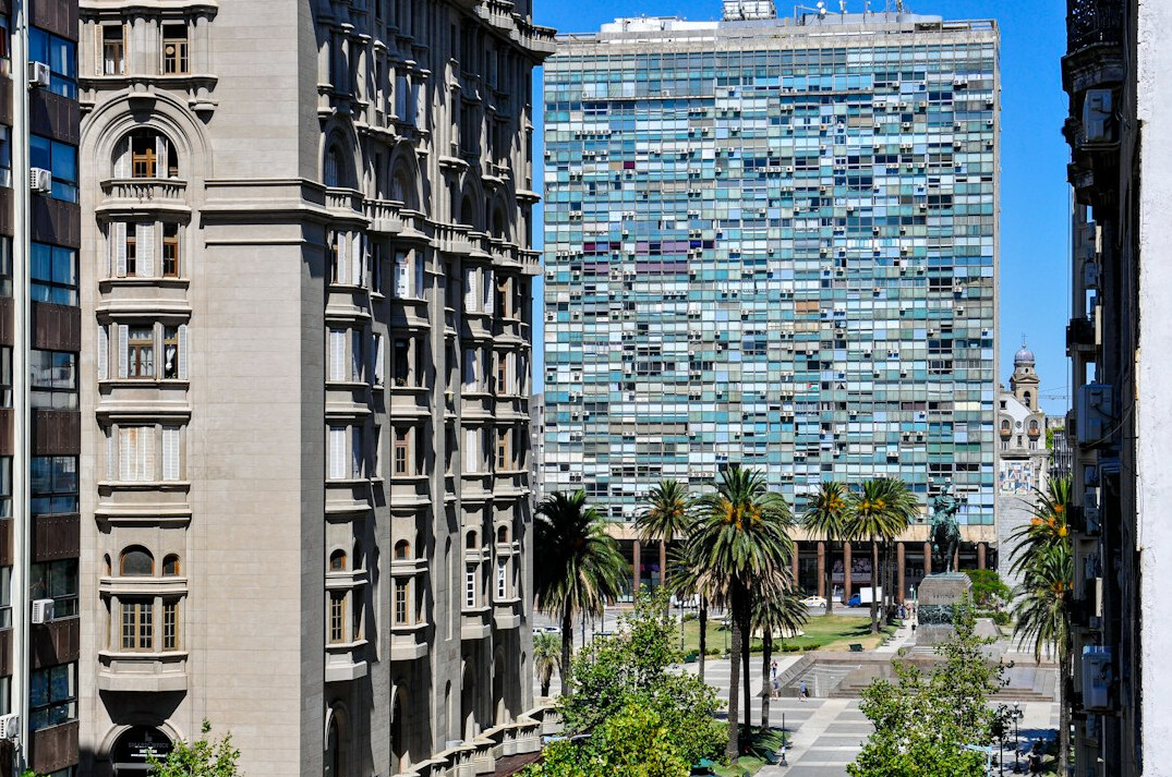 Historic archive building facade in Montevideo